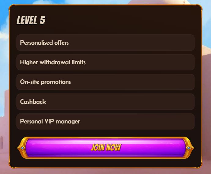 Abuking Casino has a five-level VIP program