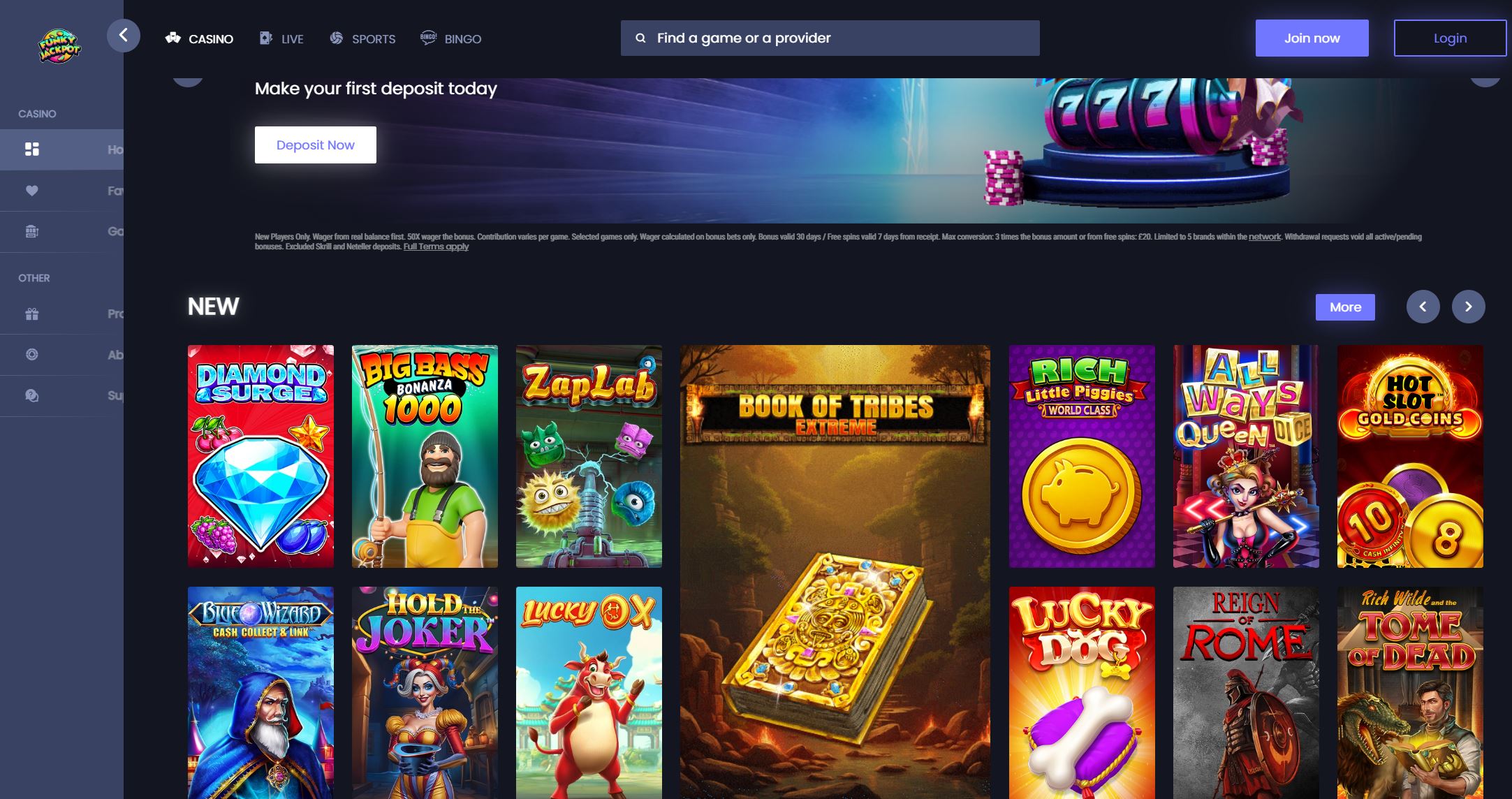 Funky Jackpot casino is easy to enjoy